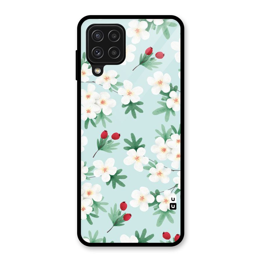 Flowers Pastel Glass Back Case for Galaxy A22 4G