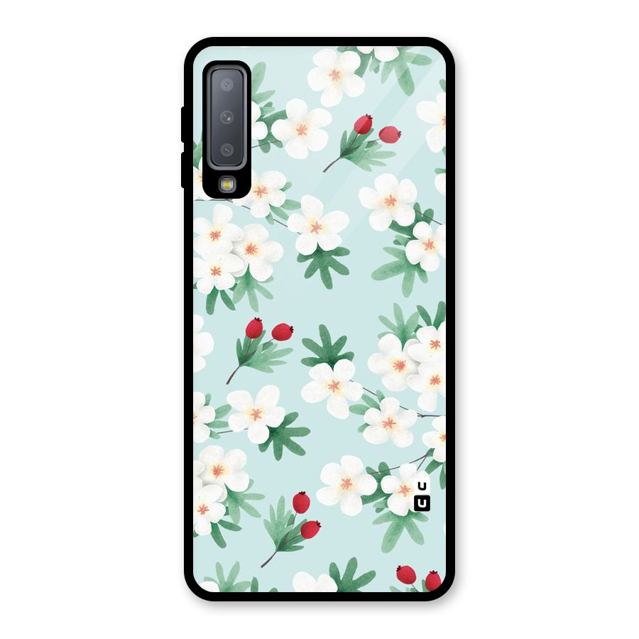 Flowers Pastel Glass Back Case for Galaxy A7 (2018)