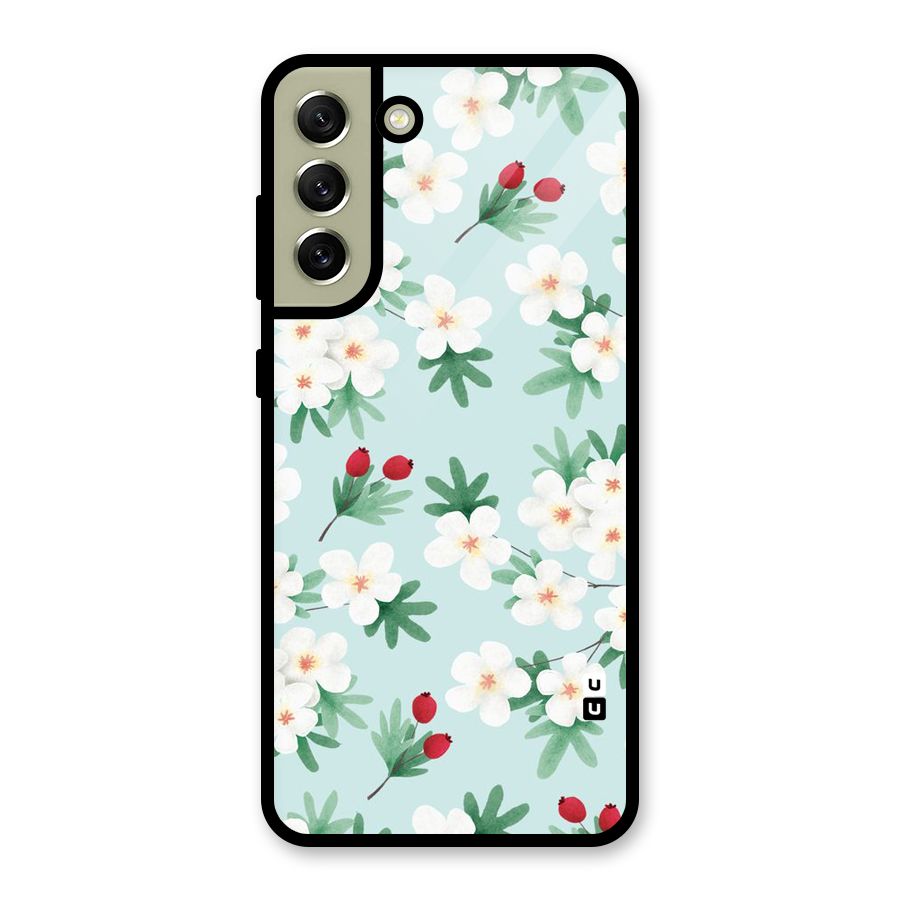 Flowers Pastel Glass Back Case for Galaxy S21 FE 5G