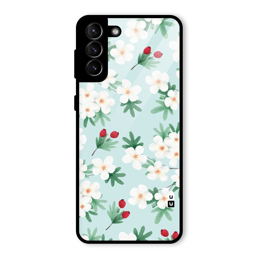Flowers Pastel Glass Back Case for Galaxy S21 Plus