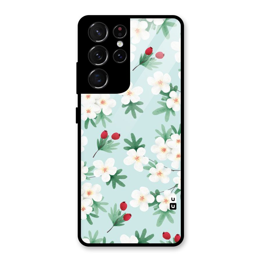 Flowers Pastel Glass Back Case for Galaxy S21 Ultra 5G