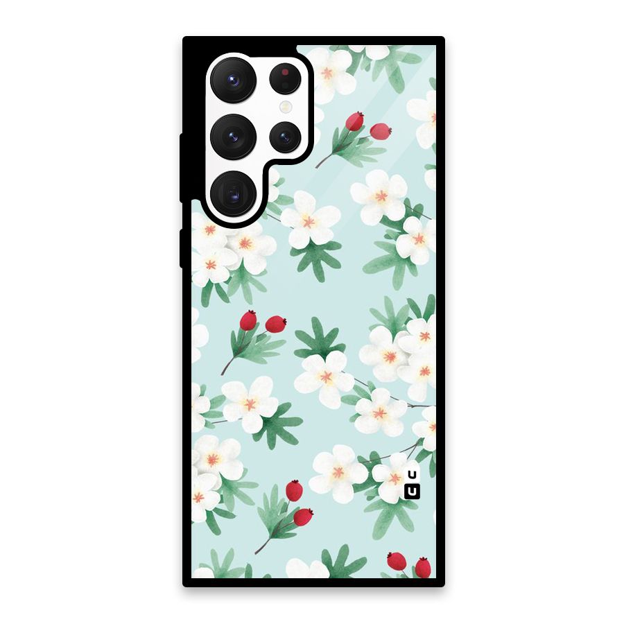 Flowers Pastel Glass Back Case for Galaxy S22 Ultra 5G