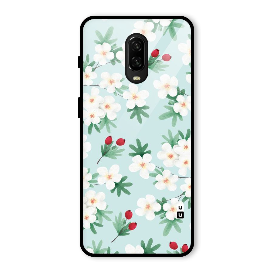 Flowers Pastel Glass Back Case for OnePlus 6T