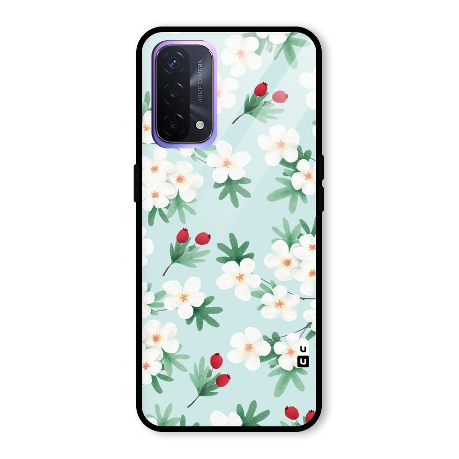 Flowers Pastel Glass Back Case for Oppo A74 5G
