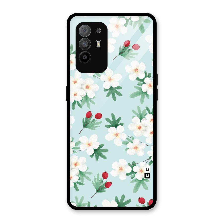 Flowers Pastel Glass Back Case for Oppo F19 Pro Plus 5G
