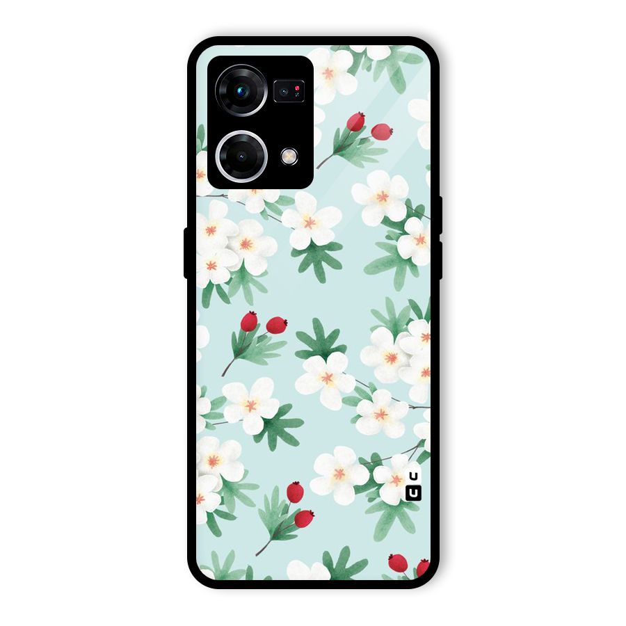 Flowers Pastel Glass Back Case for Oppo F21 Pro 4G