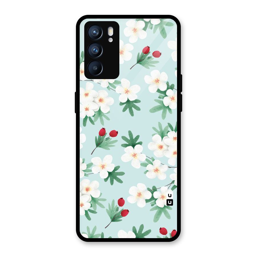 Flowers Pastel Glass Back Case for Oppo Reno6 5G