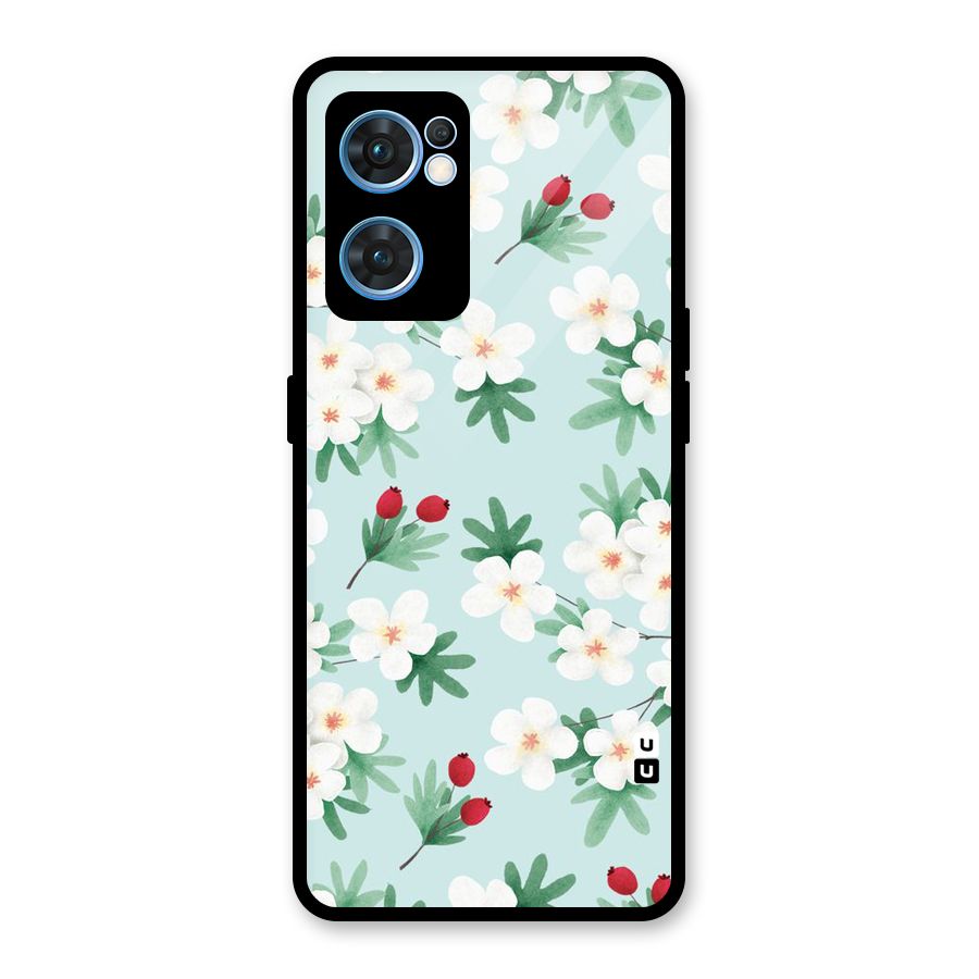 Flowers Pastel Glass Back Case for Oppo Reno7 5G