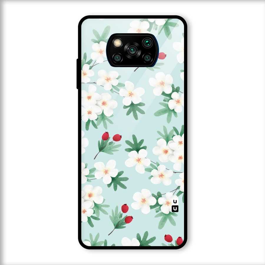 Flowers Pastel Glass Back Case for Poco X3