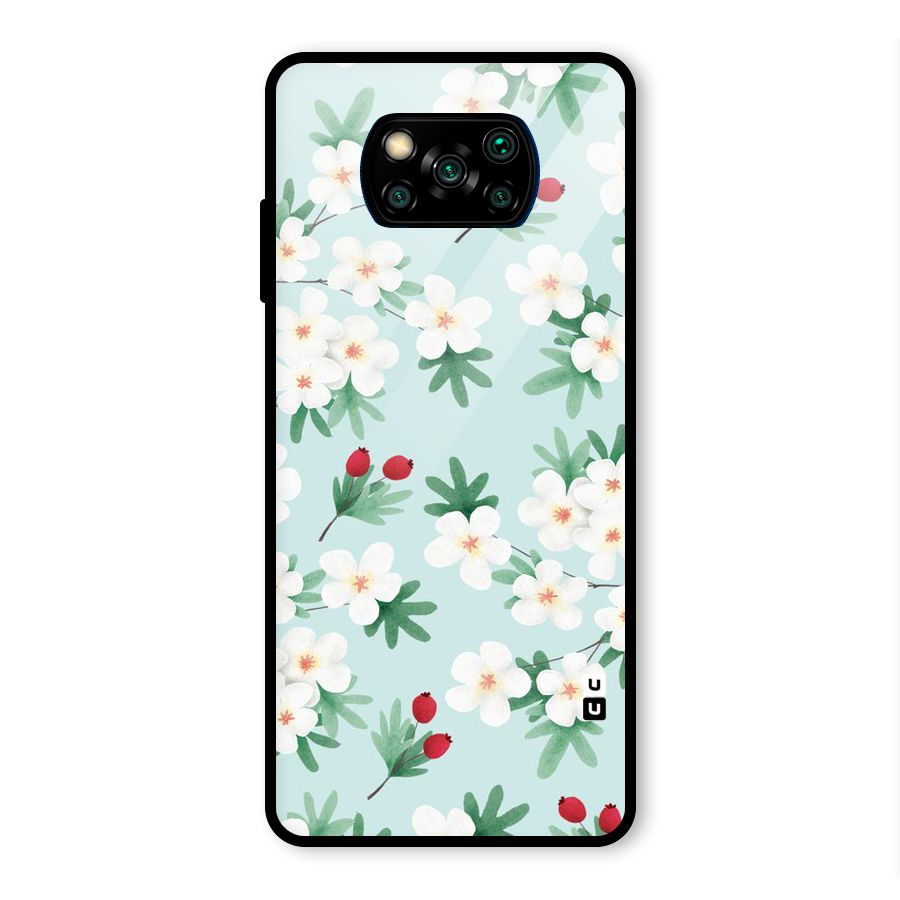 Flowers Pastel Glass Back Case for Poco X3 Pro