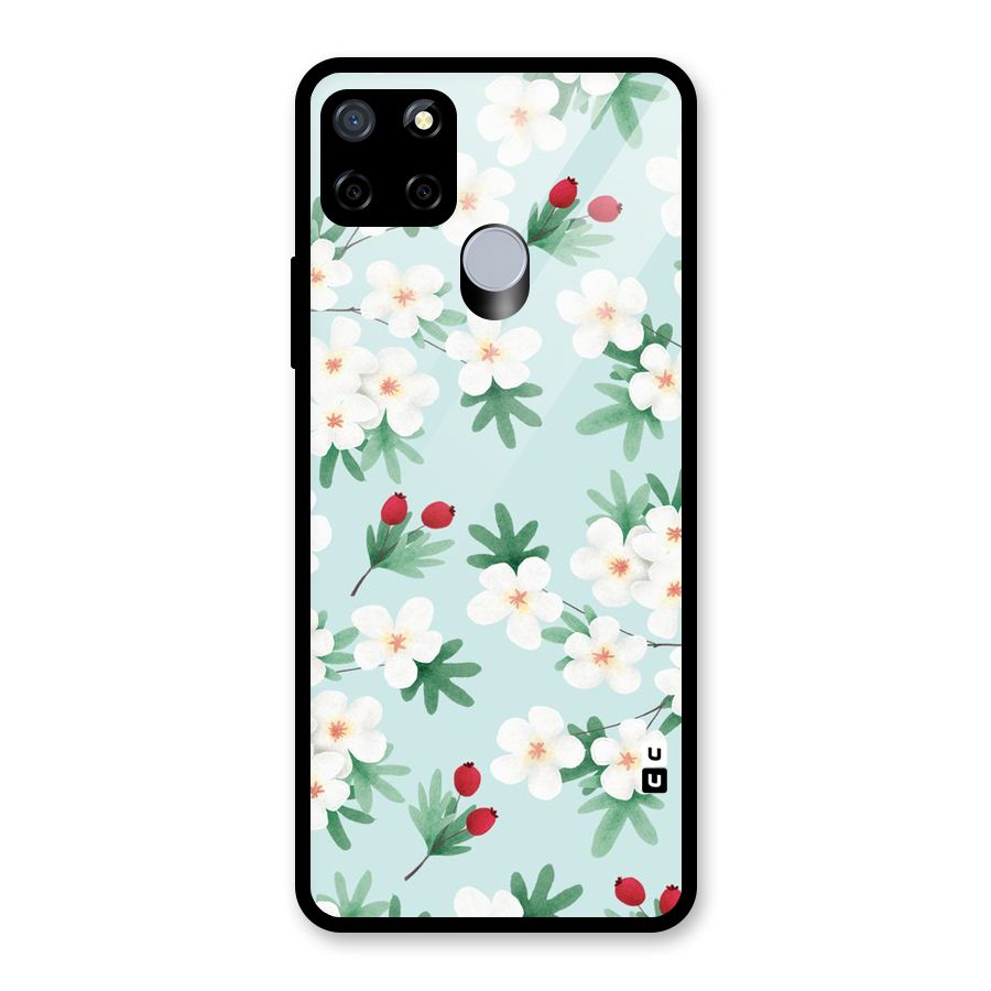Flowers Pastel Glass Back Case for Realme Narzo 30A