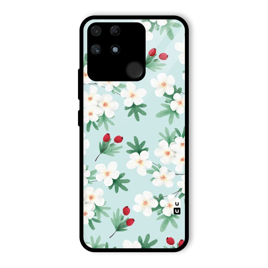 Flowers Pastel Glass Back Case for Realme Narzo 50A