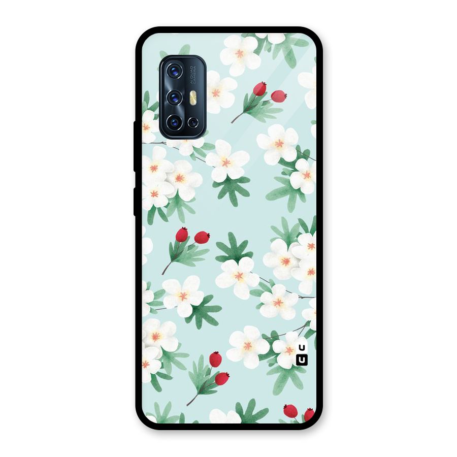 Flowers Pastel Glass Back Case for Vivo V17