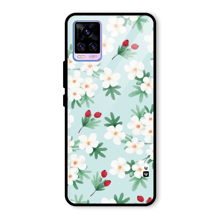 Flowers Pastel Glass Back Case for Vivo V20 Pro