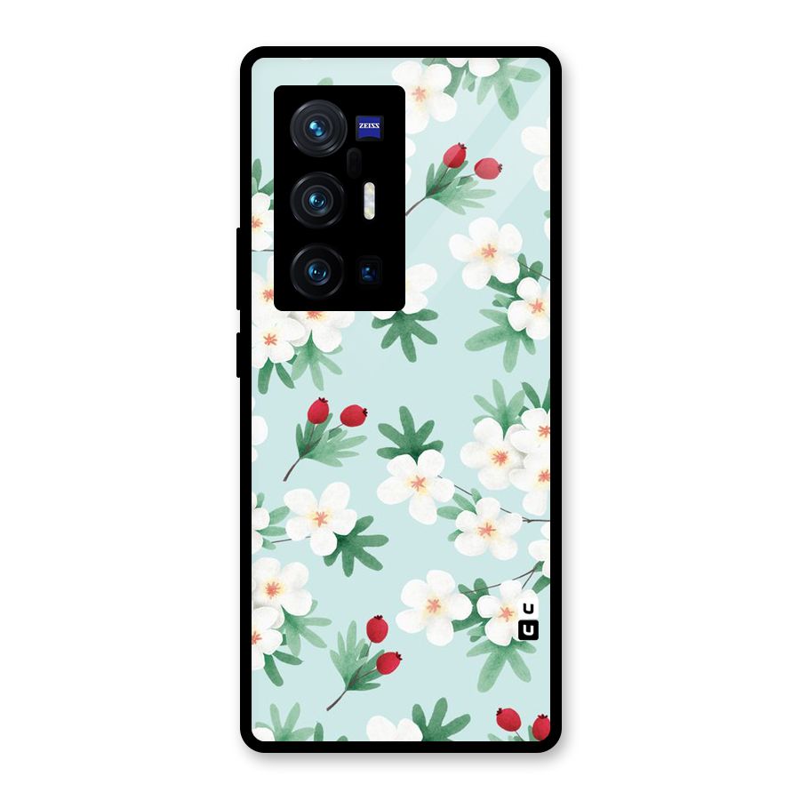 Flowers Pastel Glass Back Case for Vivo X70 Pro Plus