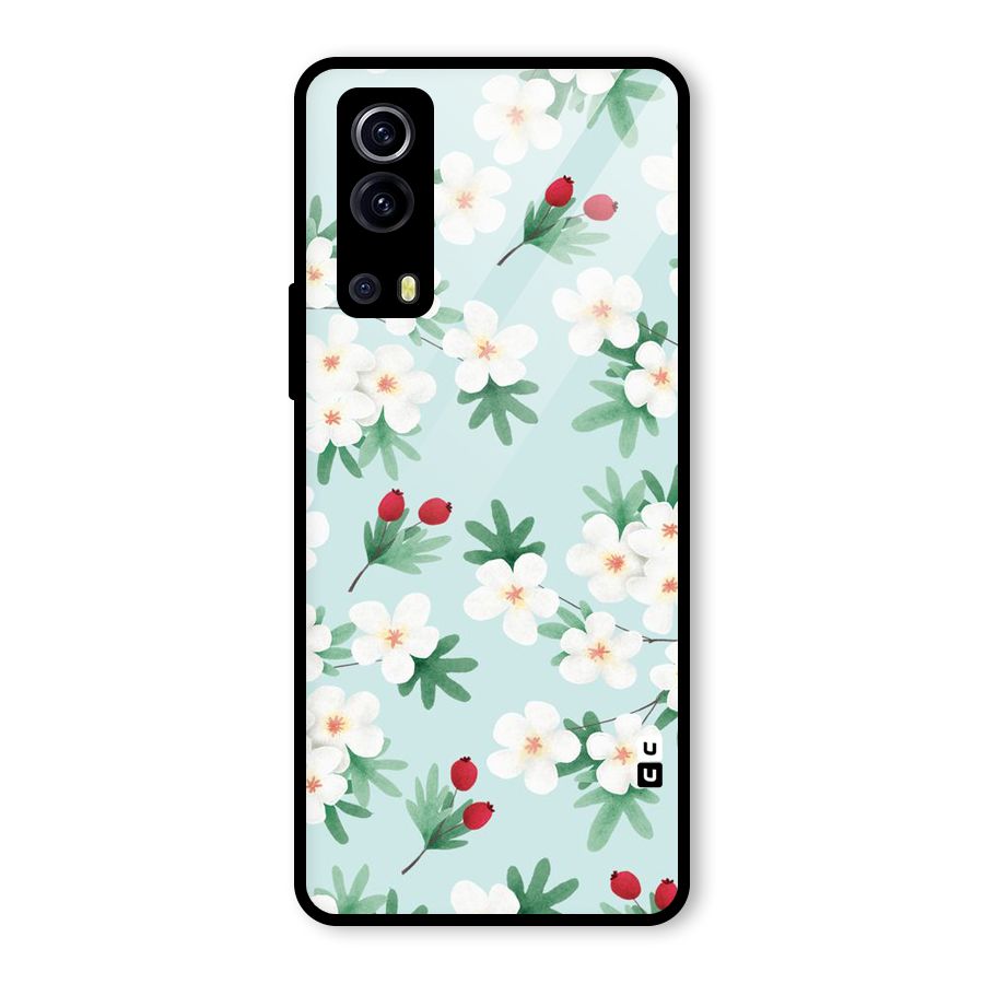 Flowers Pastel Glass Back Case for Vivo iQOO Z3