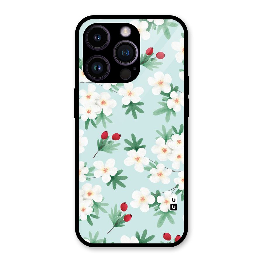Flowers Pastel Glass Back Case for iPhone 14 Pro