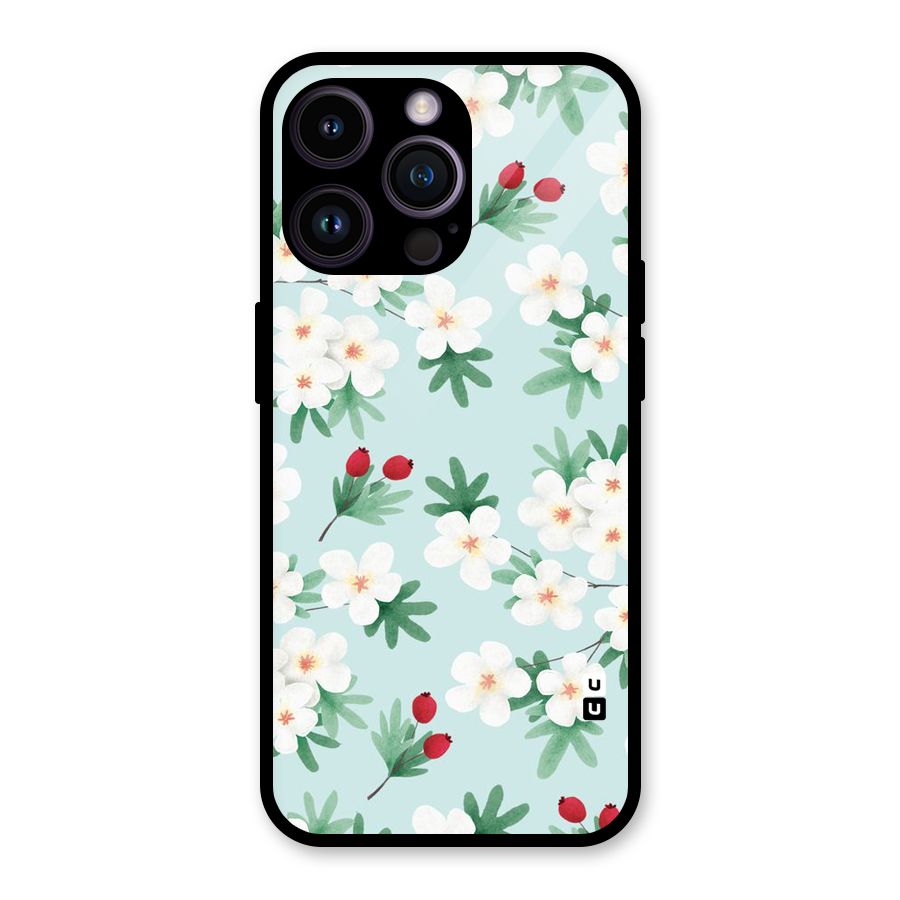 Flowers Pastel Glass Back Case for iPhone 14 Pro Max