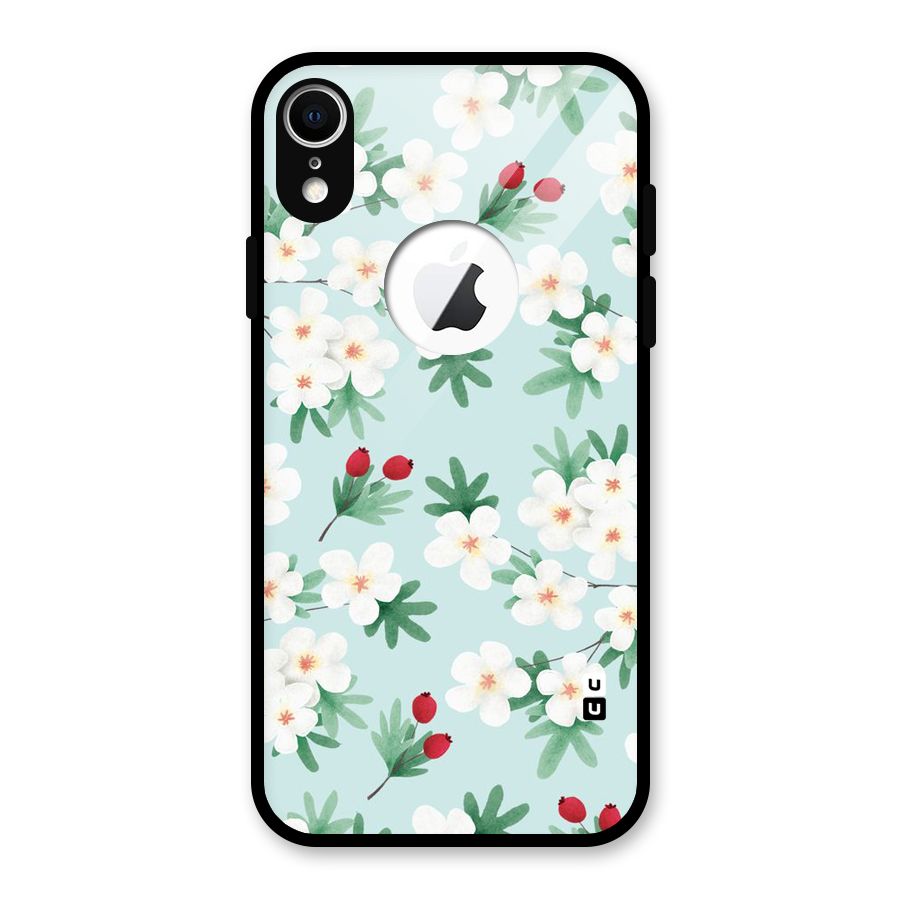 Flowers Pastel Glass Back Case for iPhone XR Logo Cut