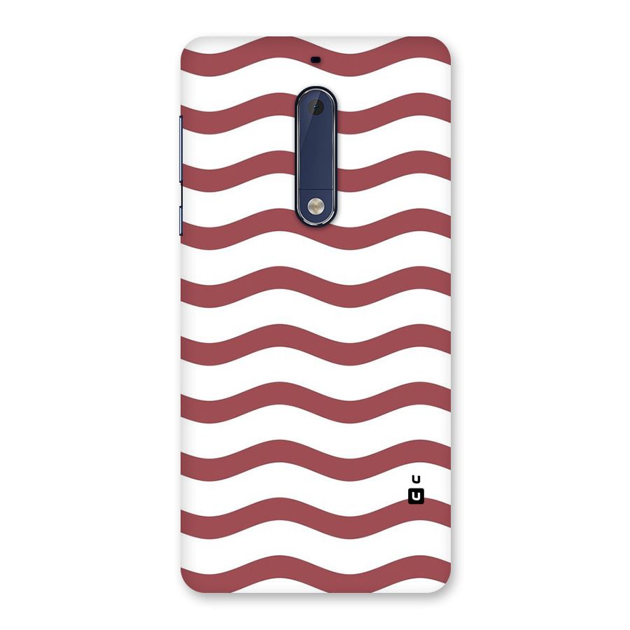 Flowing Stripes Red White Back Case for Nokia 5