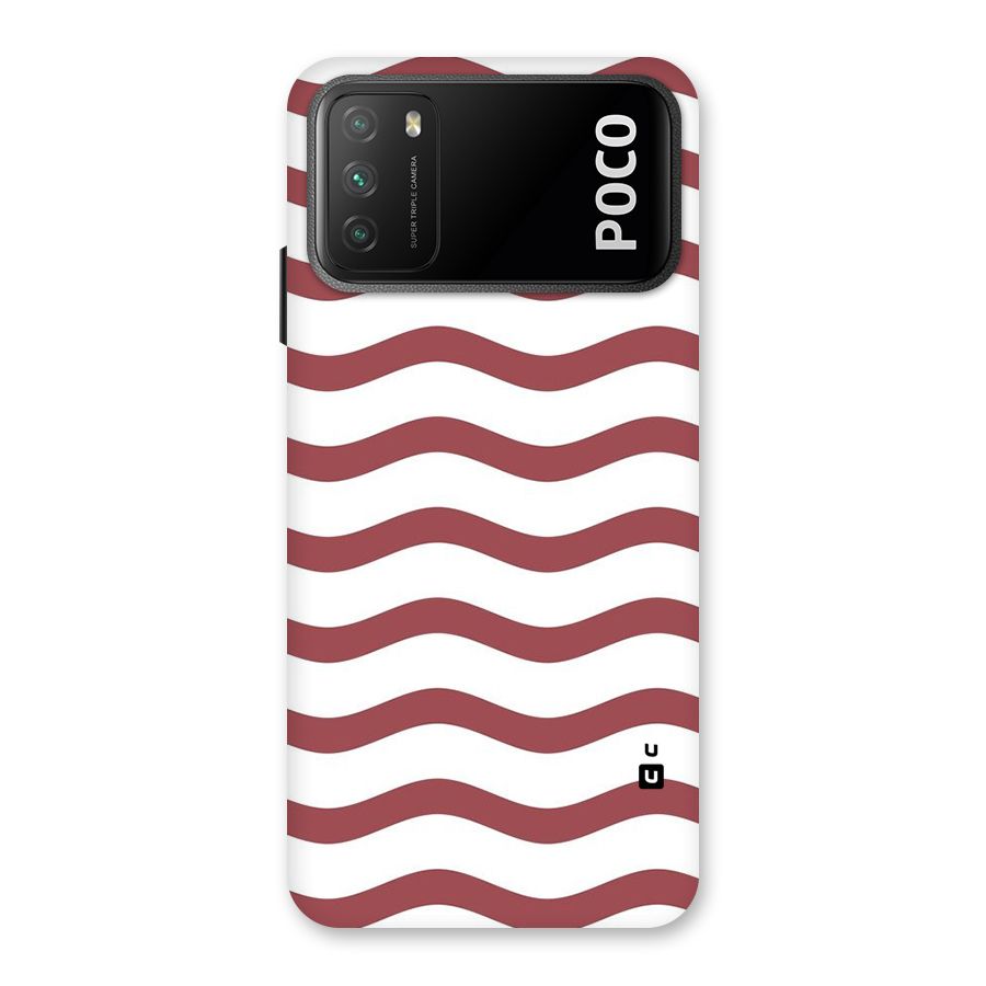 Flowing Stripes Red White Back Case for Poco M3