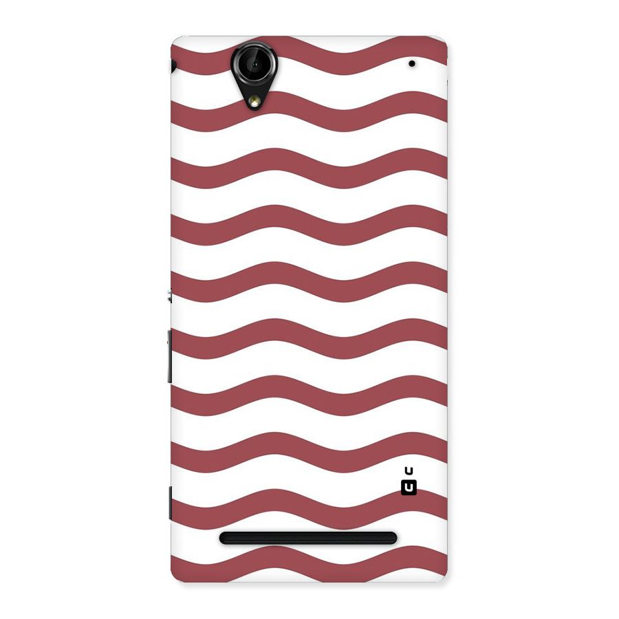 Flowing Stripes Red White Back Case for Sony Xperia T2