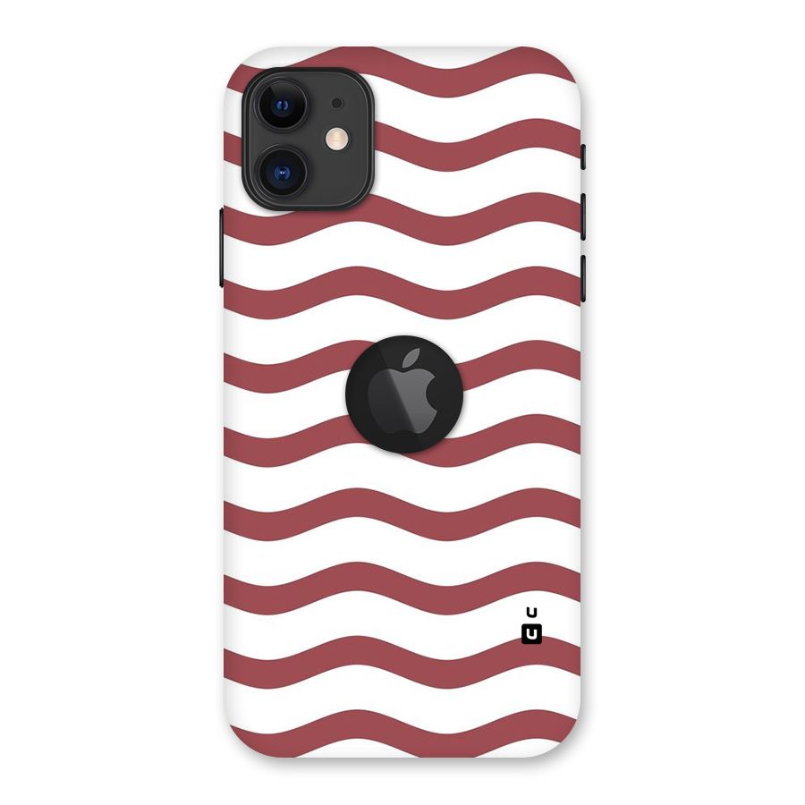 Flowing Stripes Red White Back Case for iPhone 11 Logo Cut