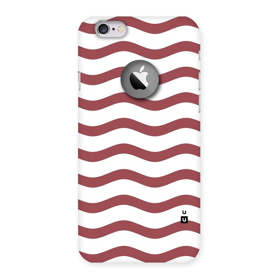 Flowing Stripes Red White Back Case for iPhone 6 Logo Cut