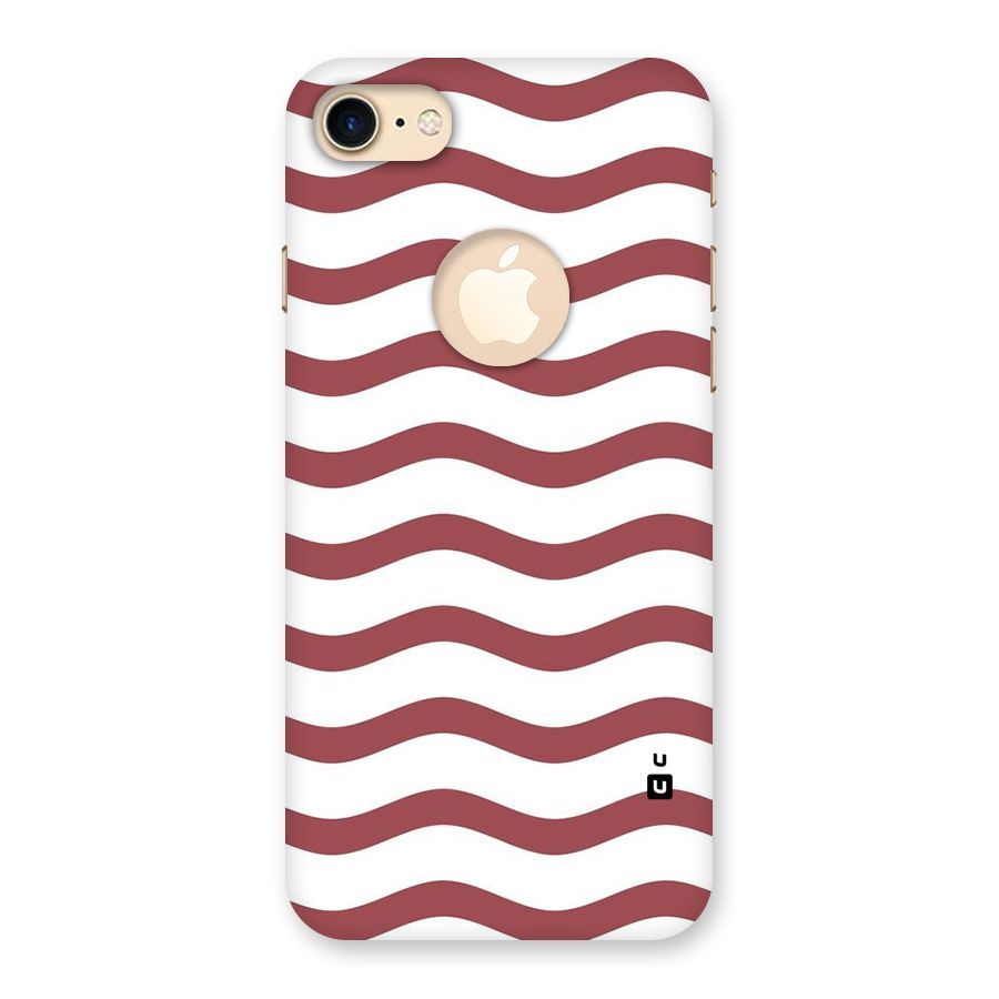 Flowing Stripes Red White Back Case for iPhone 7 Logo Cut