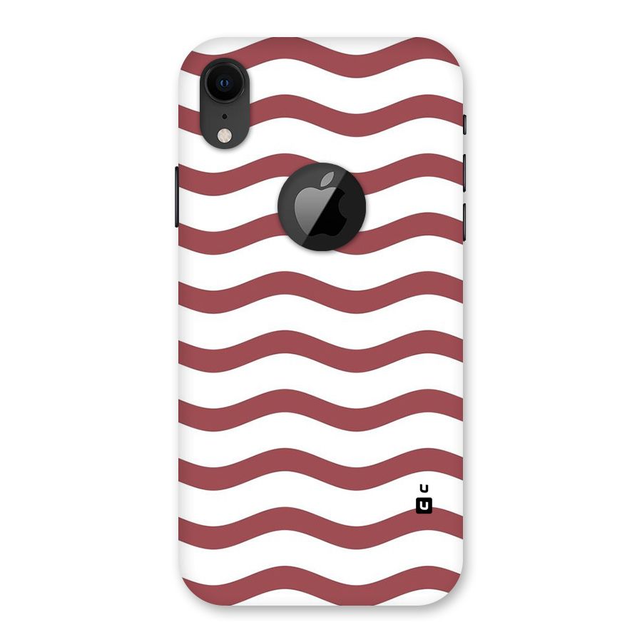 Flowing Stripes Red White Back Case for iPhone XR Logo Cut