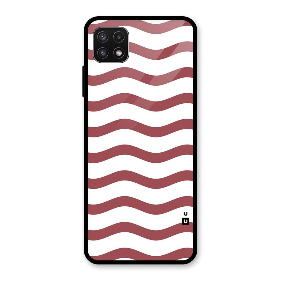 Flowing Stripes Red White Glass Back Case for Galaxy A22 5G