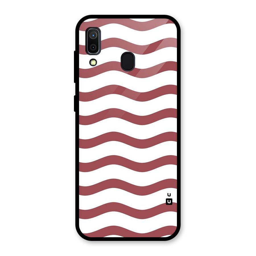 Flowing Stripes Red White Glass Back Case for Galaxy A30