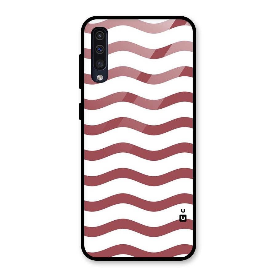 Flowing Stripes Red White Glass Back Case for Galaxy A50