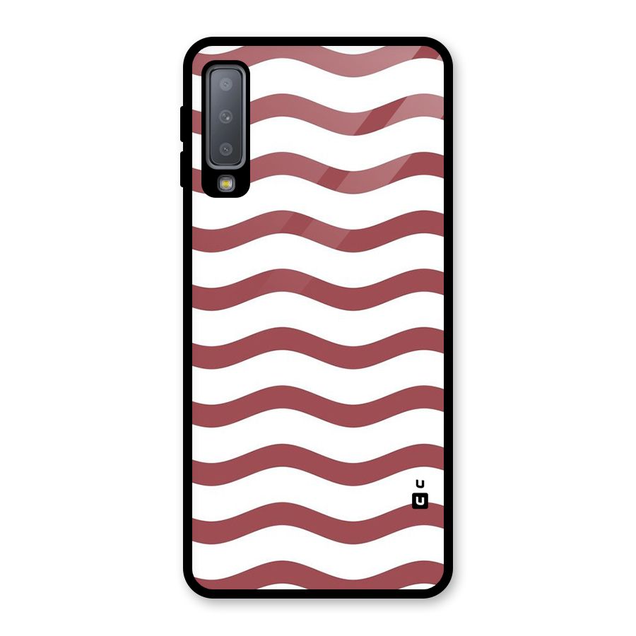 Flowing Stripes Red White Glass Back Case for Galaxy A7 (2018)