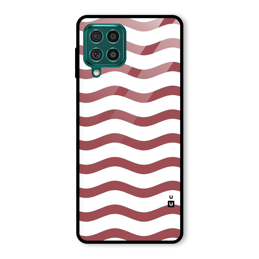 Flowing Stripes Red White Glass Back Case for Galaxy F62