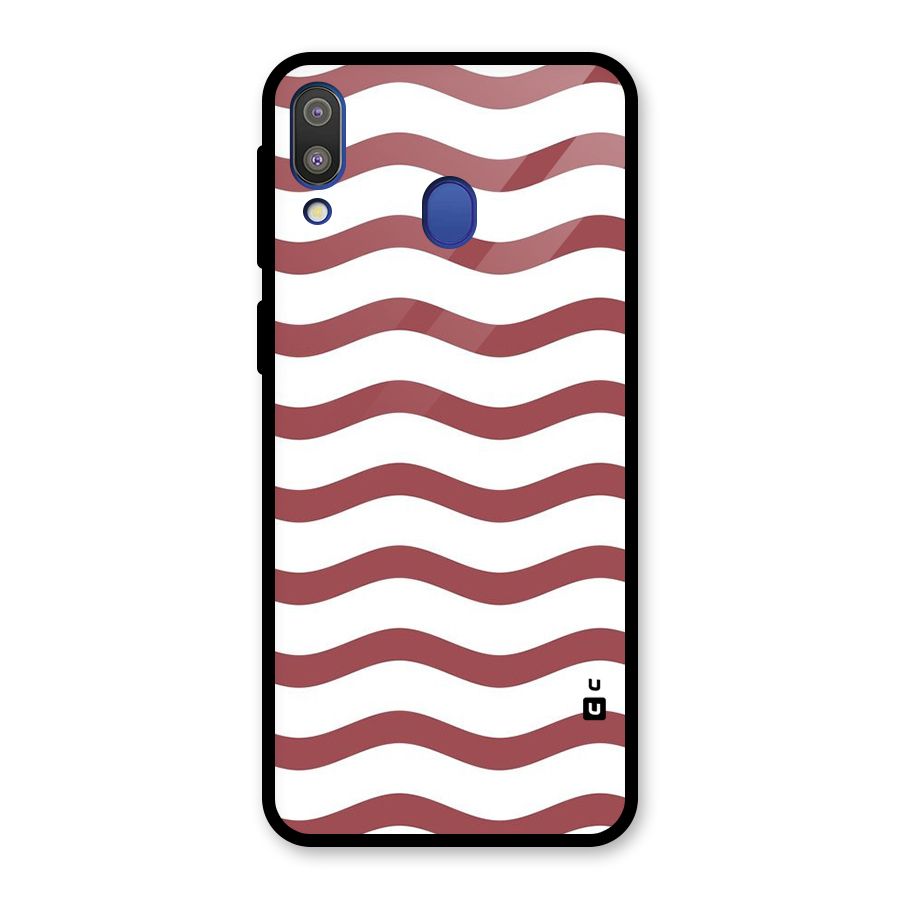 Flowing Stripes Red White Glass Back Case for Galaxy M20