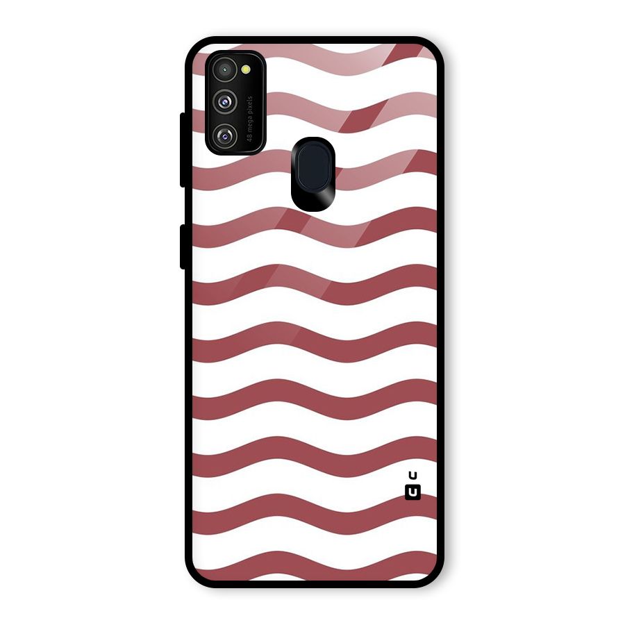 Flowing Stripes Red White Glass Back Case for Galaxy M30s