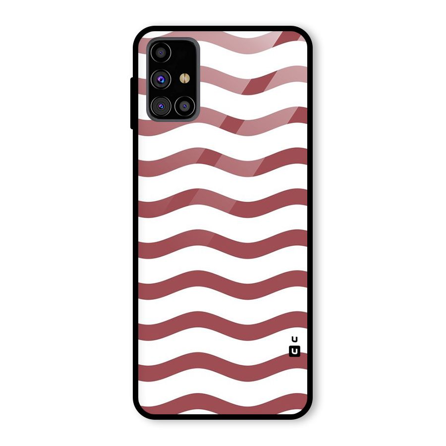 Flowing Stripes Red White Glass Back Case for Galaxy M31s
