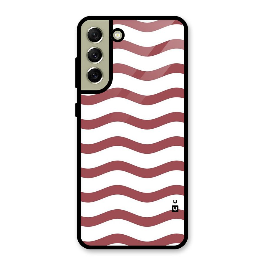 Flowing Stripes Red White Glass Back Case for Galaxy S21 FE 5G