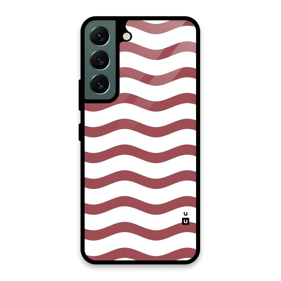 Flowing Stripes Red White Glass Back Case for Galaxy S22 5G