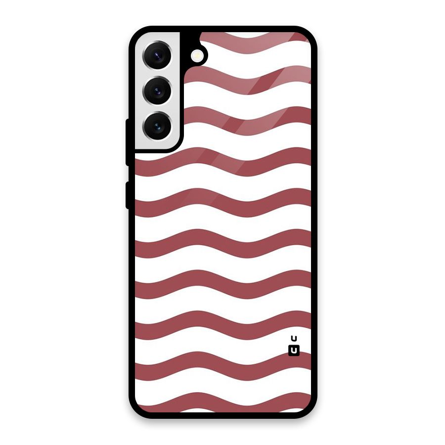 Flowing Stripes Red White Glass Back Case for Galaxy S22 Plus 5G