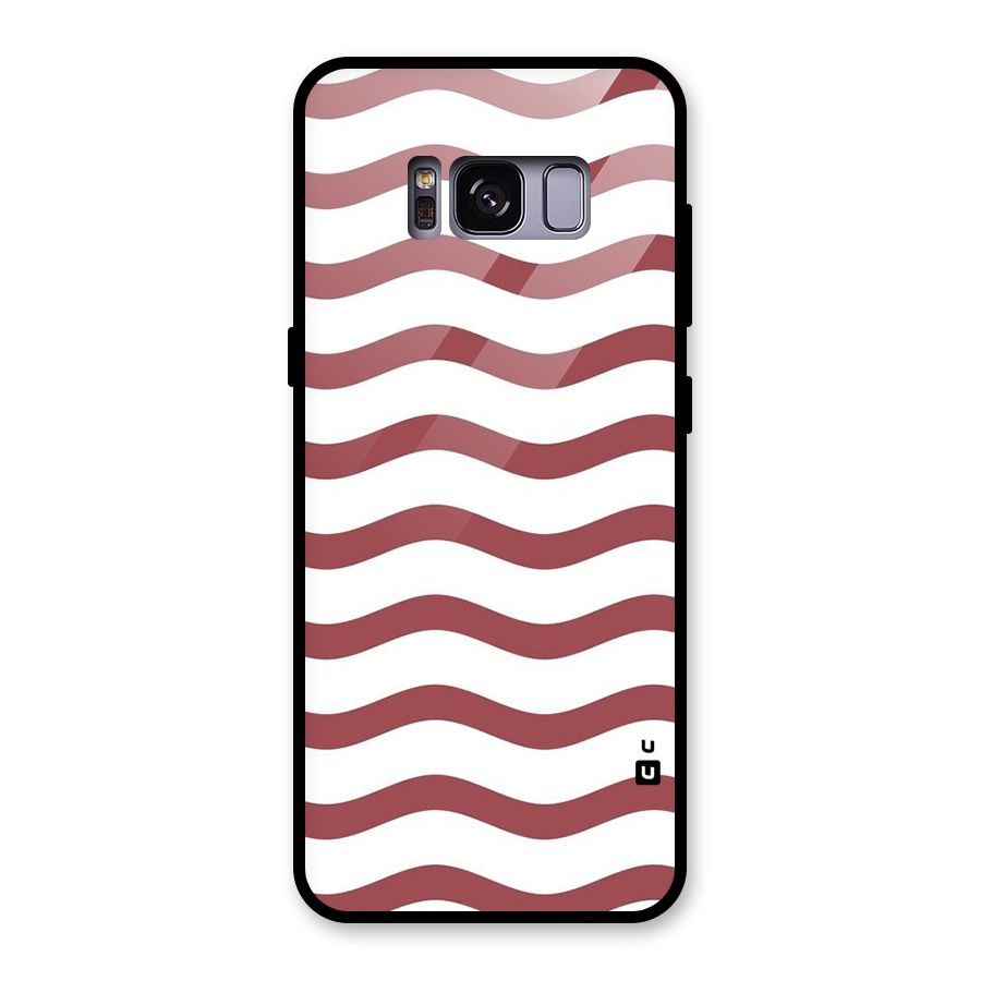 Flowing Stripes Red White Glass Back Case for Galaxy S8