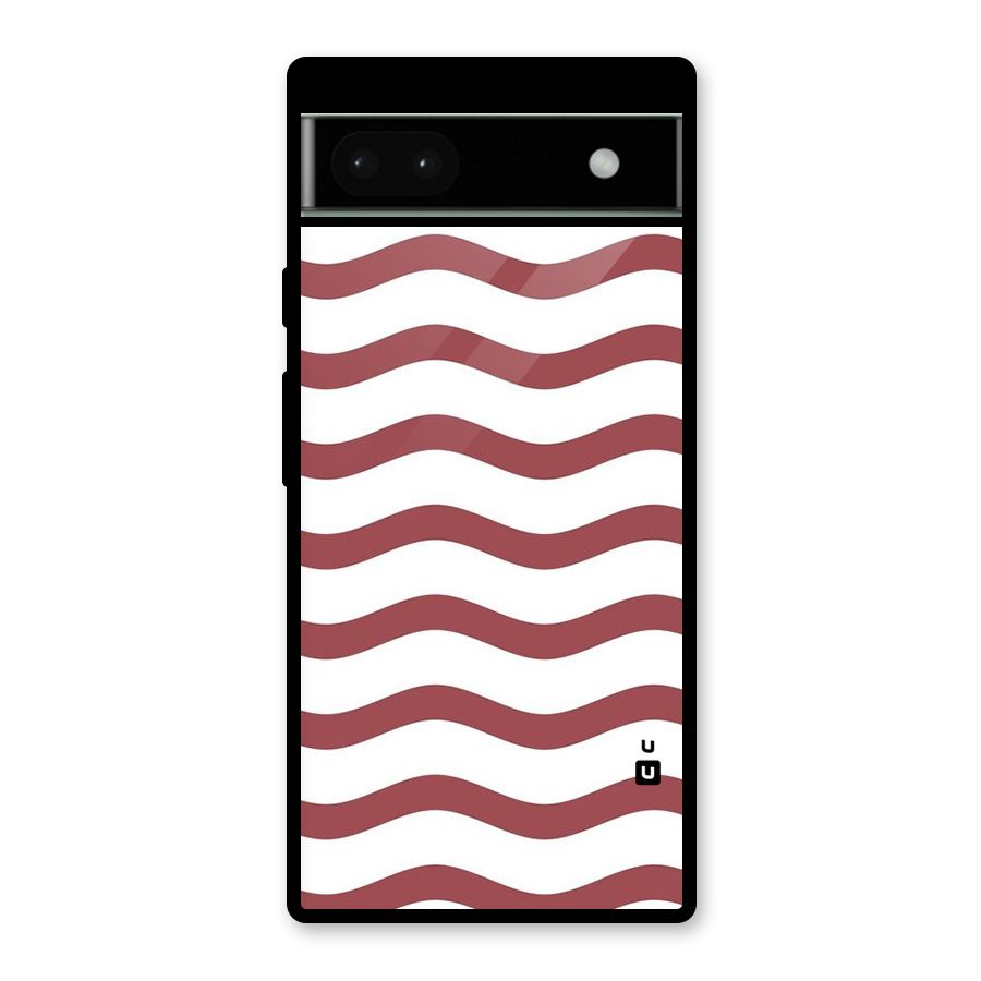 Flowing Stripes Red White Glass Back Case for Google Pixel 6a