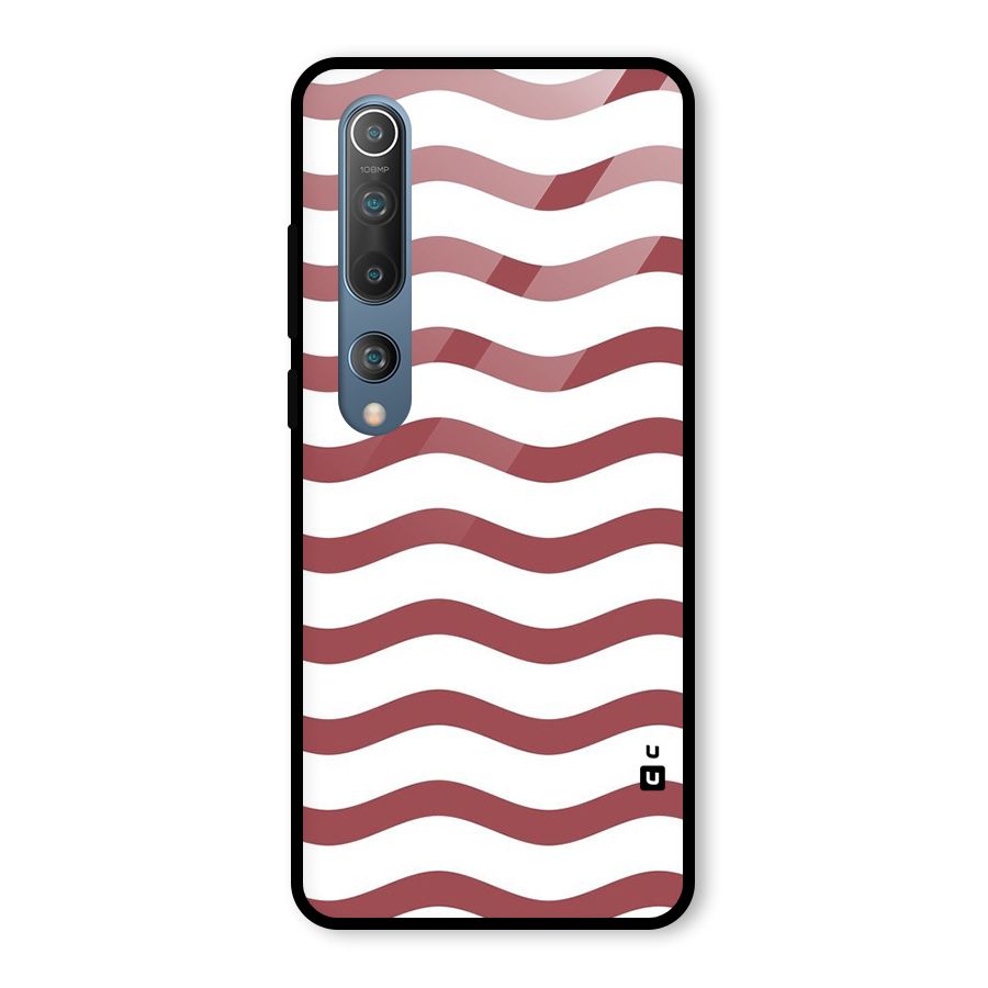 Flowing Stripes Red White Glass Back Case for Mi 10