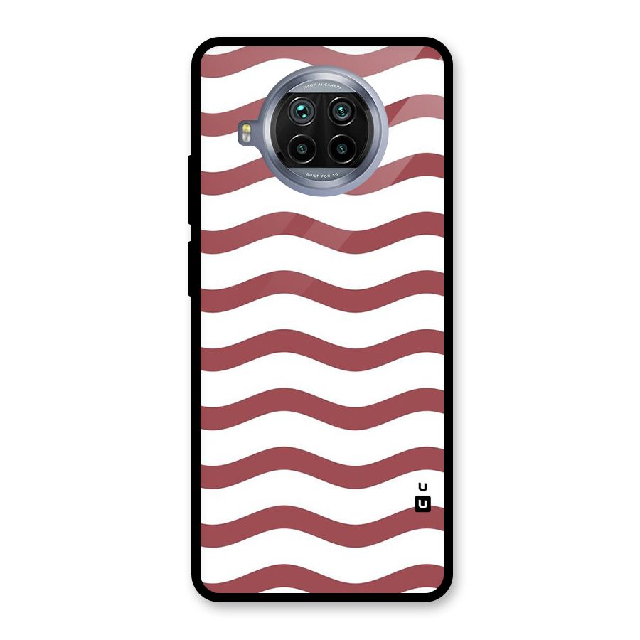 Flowing Stripes Red White Glass Back Case for Mi 10i