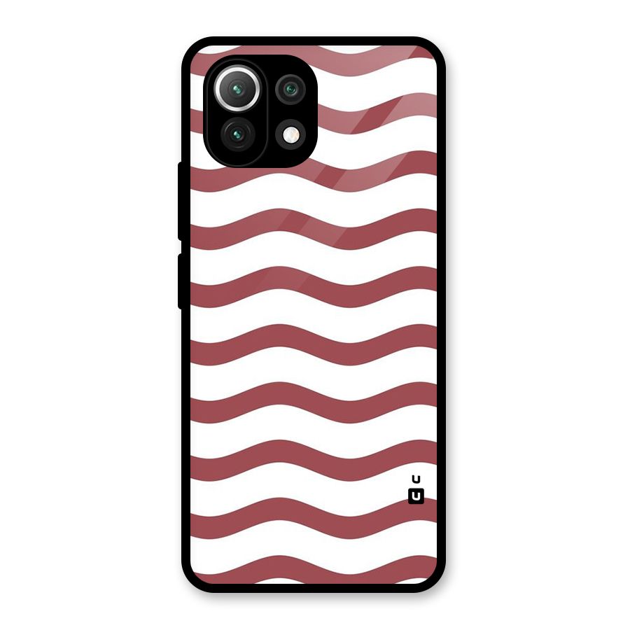 Flowing Stripes Red White Glass Back Case for Mi 11 Lite