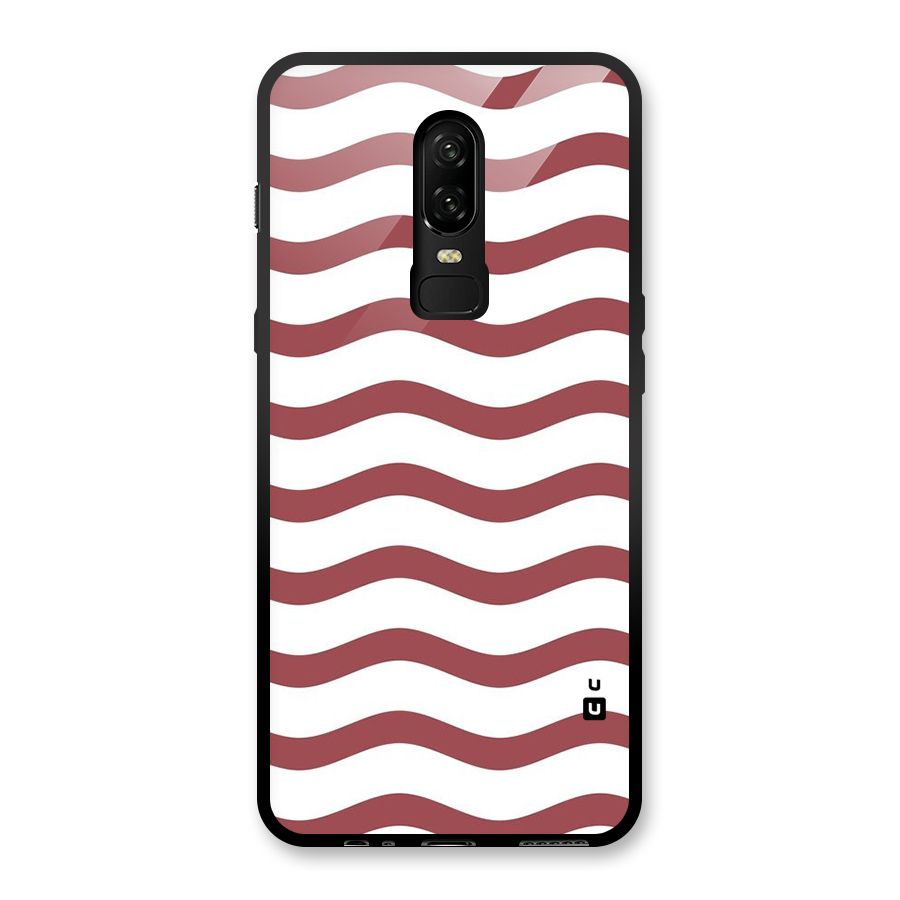 Flowing Stripes Red White Glass Back Case for OnePlus 6