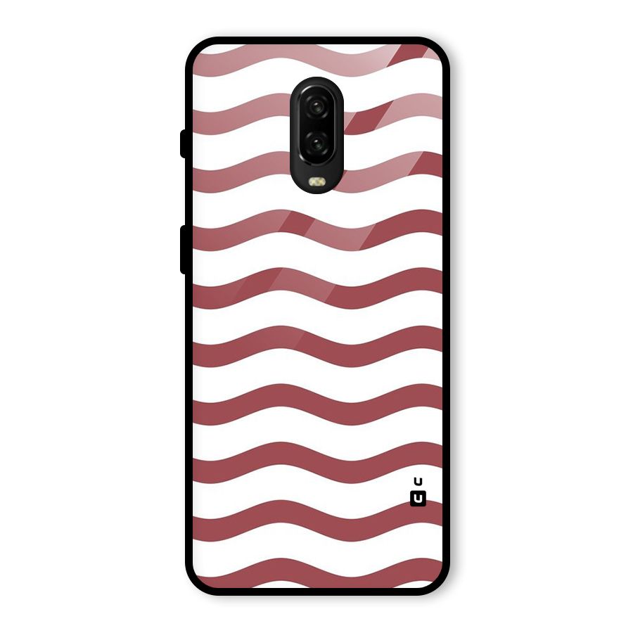 Flowing Stripes Red White Glass Back Case for OnePlus 6T