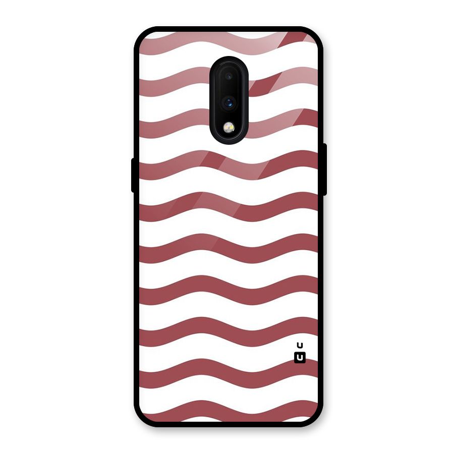 Flowing Stripes Red White Glass Back Case for OnePlus 7