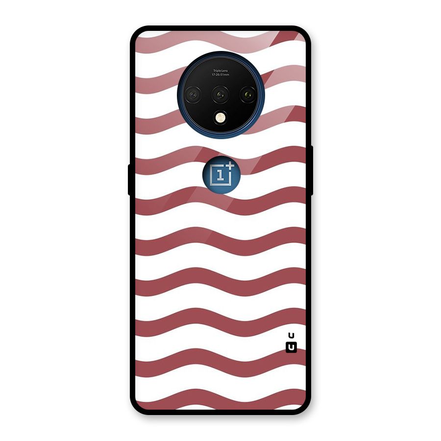 Flowing Stripes Red White Glass Back Case for OnePlus 7T
